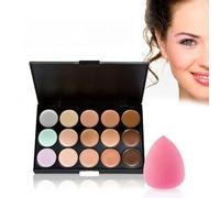 Kit de Paleta Corrector Camuflaje Profesional con Sombra Ojos Base Maquillaje en Crema para Rostro Esponja y Brocha