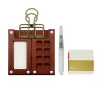 Kit de Paleta de Artista de Bolsillo de Madera en Miniatura de 8 cuadrículas, Juego de Paleta de Acuarela portátil con Clip de Pincel y Cuaderno de bocetos, Juego de Viaje para Pintores