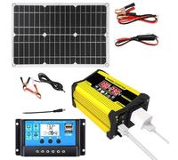 Kit de panel solar - 12 V Solar Panel Complete System 300 W Convertidor - DC 12 V a AC 110 V/220 V Solar Power Converter, Solar Power Complete Kit, controlador de 30 A con 2 puertos USB y LED