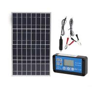 Kit de panel solar de 18 V 20 W con controlador de 60 A, detección automática de 12 V/24 V, diseño impermeable, salidas USB duales, clips de batería para caravana fuera de la red, barco, campamento