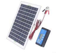 Kit de panel solar de 20 W, celdas policristalinas de alta e 12 V con regulador de 10 A para autocaravana, barco, montaje en techo para energía al aire libre, 420 x 280 mm (incluye