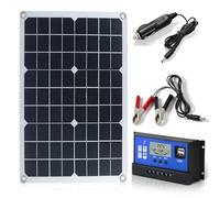 Kit de panel solar de 20 W, módulos solares flexibles con regulador de carga de 10 A, cargador solar para baterías de coche de 12 V, IP67, resistente al agua para coche, barco, caravana y motocicleta