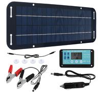 Kit de panel solar de 20 W y 12 V, cargador solar de goteo, batería portátil de energía USB