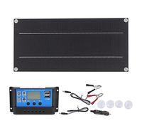 Kit de Panel Solar de 600 W, 18 V, 12 V, 24 V, 100 A, Kit de Cargador de Batería de Panel Solar, Controlador de Carga Solar con Clips de Batería, Kit de Adaptador de Cable, Kit de Panel