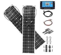 Kit de panel solar flexible de 200 W con controlador de carga de 40 A, cables de extensión y clip para uso fuera de la red en barcos, caravanas y remolques