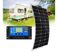 Kit de panel solar flexible para energía fuera de la red, RV, barco y superficies irregulares, con controlador de cargador para baterías de 12 V y 24 V