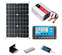 Kit de panel solar - Generador solar de 300 W con salidas de CA de 220 V - para RV fuera de la red con batería e inversor, controlador de carga de 30 A, inversor.