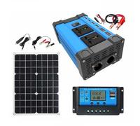 Kit de panel solar, kit completo de panel solar, inversor solar de 4000 W y panel solar impermeable de 18 V/18 W, controlador de 110 V/220 V/30 A con 4 puertos USB y pantalla LED inteligente, 220 V (