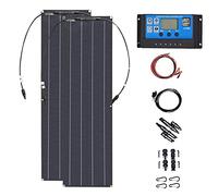 Kit de panel solar, kit de panel solar monocristalino de 400 W con controlador de carga de 40 A, clip de cocodrilo y cables para RV, barco, yate, batería de 12 V, paquete de 2 (B)