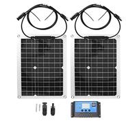 Kit de Panel Solar Monocristalino 50W, 2 Piezas con Controlador 10A para Coche y - Alta Eficiencia, Resistente al Impacto, Carga Portátil para RV y Uso Exterior