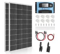 Kit de panel solar MPPT de 360 W: DERUXI 2 paneles solares de 180 W para caravana, 1,44 kWh/día para autocaravana: 2 paneles solares mono de 180 W 12 V + controlador de carga solar MPPT de 30 A +