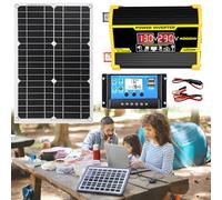 Kit De Panel Solar, Placas Solares para Casa Kit Completo 400W, Panel Solar Plegable De 18W, Controlador De Carga Solar De 30A con Pantalla LED De Potencia Y 2 Puertos USB Black-220V