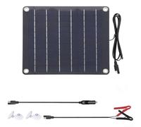 Kit de panel solar policristalino de 10 W, 12 V/18 V con abrazadera de batería, IP65 impermeable, energía portátil para coche, caravana, barco, camping, diseño compacto y ligero