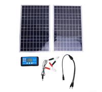 Kit de paneles solares, 200 W, marco de aluminio, paneles solares con controlador, carga USB de 12 V 24 V para batería plana de coche RV caravana (doble)