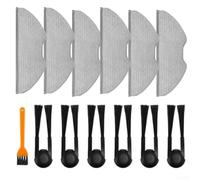 Kit de paño de fregona lateral de repuesto para Xiaomi Robot Vacuum H40 OV51 con 6 cepillos laterales, 6 paños de fregona y cepillo de limpieza para mejores resultados de limpieza