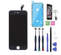 Kit de pantalla táctil + pantalla LCD Retina + marco para Apple iPhone 6, negro + kit de desmontaje y transformación de repuesto + herramientas incluidas gratis, manual de instrucciones [idiomas español no garantizado] + protector de cristal templado