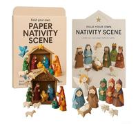 Kit de papel de Navidad con líneas plegables, actividades familiares divertidas y fáciles de montar, origami para aulas, fiestas y noches (A+B)