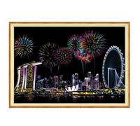 Kit de papel DIY - Escena nocturna Diseño Color Pintura Cartón rasca con Kit de Turismo de Ciudades del Mundo | Adecuado para arte, artesanía, educación, pasatiempo, trabajo