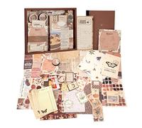Kit de Papel Scrapbooking Vintage, 345 Juego de Accesorios para Scrapbook, Estético de Bullet Journal Material con Cuadernos de Cuadrícula A6 Decoración de Bricolaje para Diario Calendario
