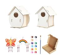 Kit de para pájaros, pajarera de madera para hacer usted mismo,Kit de de madera con pinturas y pinceles, 2 juegos, manualidades de arte para | Juguetes educativos al aire libre para edades