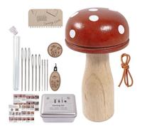 Kit de parches de punto - Juego para tapar setas de madera, herramientas de telar de madera de haya, enhebrador, soporte magnético para agujas, para tejer, bordar, reparar, manualidades, adultos