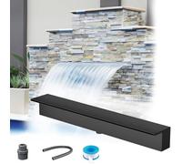 Kit de Pared con Cascada empotrada - Fuente de Acero Inoxidable de 100 cm para jardín, Patio, Piscina y Estanque (Negro)