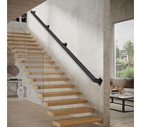 Kit de pasamanos cuadrado de hierro forjado para escaleras, barandilla completa para interiores y exteriores, pasamanos negro para el pasillo del hogar (tamaño: 3,9 m) duradero y elegante