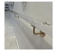 Kit de pasamanos de escalera de acrílico transparente personalizado: pasamanos de seguridad antideslizante for pared (de 50 a 6 m) for mayor seguridad en el hogar.(Golden Brackets,350cm(11.5ft))