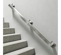Kit de pasamanos de escalera de metal industrial, pasamanos de acero inoxidable para montaje en pared 30-600cm barandilla de escalera, barra de agarre de tubo cuadrado plateado(4.8m)