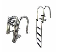 Kit de pasamanos de seguridad para piscina, escalera plegable de entrada trasera para barco/piscina, pontón marino, escaleras telescópicas de 4 escalones con barandilla de mano, escaleras telescópicas