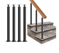 Kit de pasamanos para escaleras Interiores: Postes de Metal Negro Ajustables de 270° para escalones de hormigón y Madera, Paquete de 4 Piezas - Postes de pasamanos para escaleras Safe Home