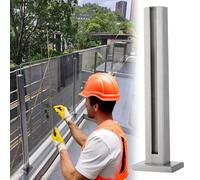 Kit de pasamanos - Vidrio Templado Tipo C para escaleras y Uso Exterior - Clips para pasamanos de 8-10 mm con Postes terminales Plateados, pasamanos de 110 cm (43,3 Pulgadas)