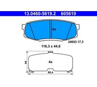 Kit de pastillas de freno, freno de disco ATE 13.0460-5619.2 para OE 04466-0C01