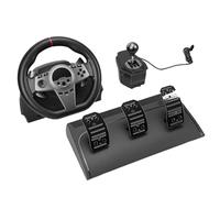 Kit de Pedales de Piso y Volante de Carreras con Paletas de Palanca de Cambios Manual Rotación de 270° para Control Mejorado para PC, Juegos de Simulación de