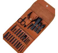 Kit de pedicura para cortaúñas, juego de manicura de acero inoxidable de 12/16 piezas, herramientas de aseo con estuche portátil, 4,A