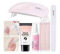 Kit de Pegamento y Quitaesmalte | Gel Adhesivo Para Extensiones Acrílicas,Pegamento y Quitaesmalte con Luz UV para Viajes Fiestas Halloween Salón en Casa Mujeres Escuela Trabajo