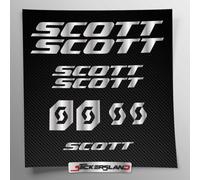 Kit de pegatinas compatible con el cuadro y casco de bicicleta de montaña Scott MTB | Pegatinas adhesivas con logotipos de bicicleta | Stickersland® (plateado brillante metálico)