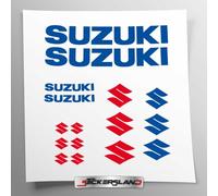 Kit de pegatinas compatible con tanque y casco de moto Suzuki | Adhesivo preespaciado de FÁCIL APLICACIÓN | letras y logotipos | Stickersland® (Azul Brillante)