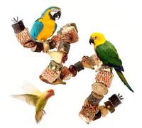 Kit de Perchas Naturales para Pájaros, Jaula de Percha, Accesorios de Madera, Periquitos, Calopsitas y Loros, Bloque de Madera Masticar, Escala de Escala, Accesorio para Jaula de Pájaros (80 cm)