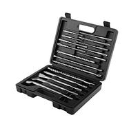 Kit de perforación de 17 piezas, que incluye 13 brocas y 4 cinceles de diferentes tamaños y formas, con caja de almacenamiento, para obras de construcción