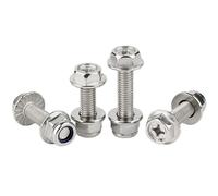 Kit de pernos de brida cruzada y tuercas antiaflojamiento M6 de acero inoxidable 304, 20 juegos, pernos hexagonales de brida dentada Tornillos de fijación(M6*30 (20 sets))