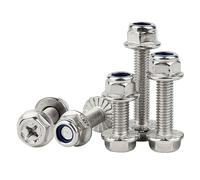 Kit de pernos de brida cruzada y tuercas antiaflojamiento M6 de acero inoxidable 304 con arandelas, 20 juegos, tornillos de brida dentada Tornillos de fijación(M6*35 (20 sets))