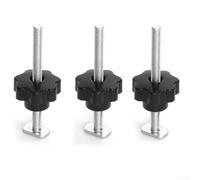 Kit de pernos de ranura en T de metal con pomos y arandelas para plantillas y accesorios de carpintería, M8 x 100 mm, pernos de acero, pomos de polipropileno (3 piezas)