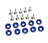 Kit de pernos y arandelas de aluminio anodizado M6 de 10 piezas para guardabarros de coche, faro, montaje de parachoques - (azul)