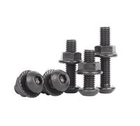 Kit de pernos y tuercas con reborde hexagonales de cabeza redonda M6 de acero inoxidable 304 negro, 30 juegos, tornillos Allen de cabeza plana Tornillos de fijación(M6x50 [30 sets])