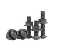 Kit de pernos y tuercas con reborde hexagonales de cabeza redonda M6 de acero inoxidable 304 negro, tornillos Allen tipo cacerola(M6x30 [30 sets])