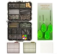 Kit de pesca de carpa, 175 piezas, ganchos giratorios, cuentas, caja de | Juego surtido de 175 piezas, ganchos de carpa, giratorios, cuentas, mangas de aparejo, caja de almacenamiento compacta