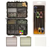 Kit de pesca de carpa, 175 piezas, ganchos giratorios, cuentas, caja de | Juego surtido de 175 piezas, ganchos de carpa, giratorios, cuentas, mangas de aparejo, caja de almacenamiento compacta