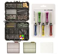 Kit de pesca de carpa, 175 piezas, ganchos giratorios, cuentas caja de | Juego surtido de 175 piezas, ganchos de carpa, giratorios, cuentas, mangas de aparejo, caja de almacenamiento compacta