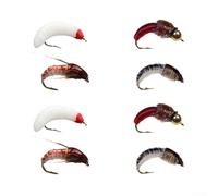Kit de pesca de trucha y lubina, 8 moscas surtidas con caja de almacenamiento para una experiencia de pesca fácil (B)